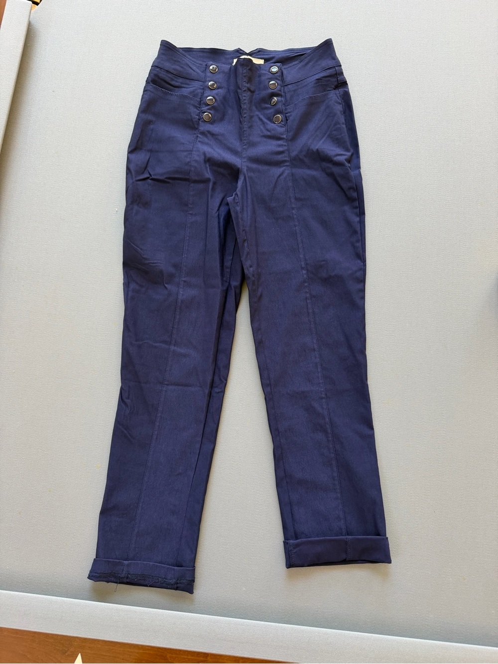By Design Navy High-Rise nylon spandex Skinny cropped sailor pants size medium.